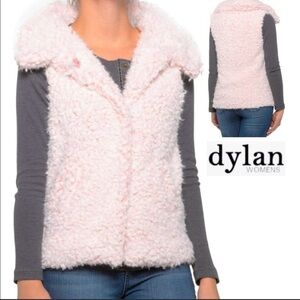 Dylan Size Small Luxe Pile Vest Pink Fuzzy Shag